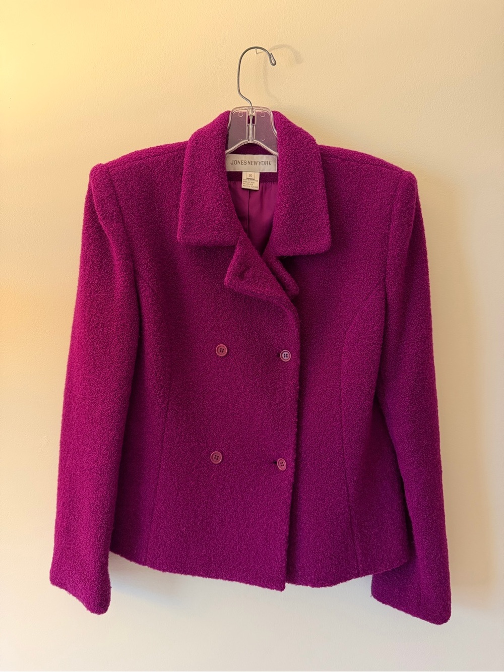 Jones New York Women's Purple Double-Breasted Pea Coat/Blazer